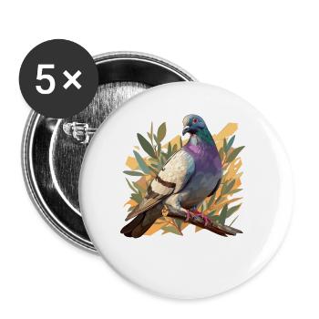 Pigeons Pigeon - Lot de 5 petits badges (25 mm) - blanc - Devant