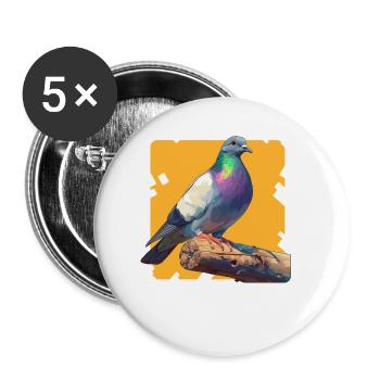 Pigeons Pigeon - Lot de 5 petits badges (25 mm) - blanc - Devant
