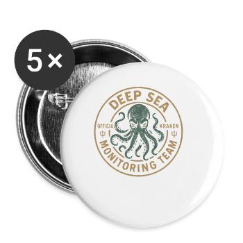 Kraken Tiefsee-Überwachungsteam Lustiger Mythos Kr - Buttons klein 25 mm (5er Pack) - Weiß - Vorne