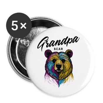 Rainbow Bear Split Opa Bär - Buttons klein 25 mm (5er Pack) - Weiß - Vorne