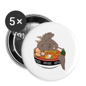 Tee épique de design de dinosaure de roche Ramen Monster Bowl - Lot de 5 petits badges (25 mm) - blanc - Devant