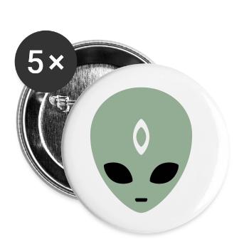 Alien Head Third Eye (three colours) - Buttons small 1''/25 mm (5-pack) - white - Front