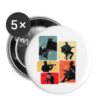 Musik Silhouetten Collage - Buttons klein 25 mm (5er Pack) - Weiß - Vorne