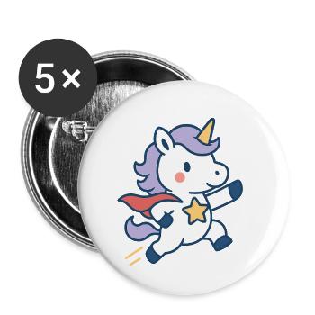 Laughing Super Unicorn, Everyday Hero - Buttons small 1''/25 mm (5-pack) - white - Front
