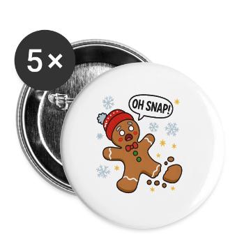 Oh Snap! Lustiger Weihnachts-Lebkuchen - Buttons klein 25 mm (5er Pack) - Weiß - Vorne