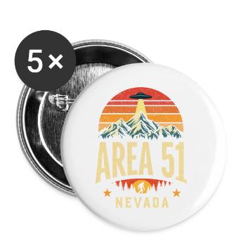 Area 51 Nevada UFO meets Bigfoot - Buttons small 1''/25 mm (5-pack) - white - Front