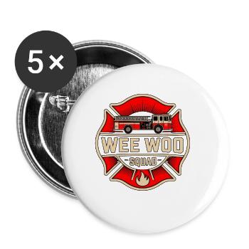 Wee Woo Squad Feuerwehr Auto Spass - Buttons klein 25 mm (5er Pack) - Weiß - Vorne