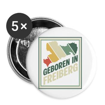 Geboren in Freiberg - Buttons klein 25 mm (5er Pack) - Weiß - Vorne