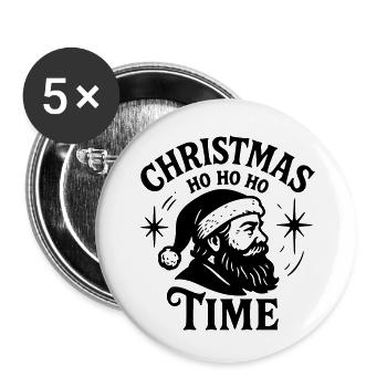 Christmas time Xmas weihnachten rock'n roll Santa  - Buttons klein 25 mm (5er Pack) - Weiß - Vorne