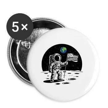 Breton Astronaute Drapeau Breton sur la Lune BZH - Lot de 5 petits badges (25 mm) - blanc - Devant