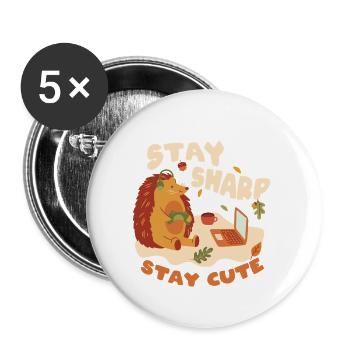 Igel Tag Hedgehog Day Stay Sharp Stay Cute - Buttons klein 25 mm (5er Pack) - Weiß - Vorne