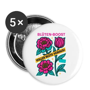 Impulsion de la Fleur, Puissance du Ressort, Fleur à Venir - Lot de 5 petits badges (25 mm) - blanc - Devant