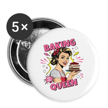 Baking Cake Baking Queen Baking Fairy Baker Pop Art - Buttons small 1''/25 mm (5-pack) - white - Front
