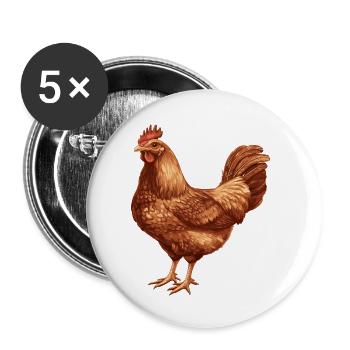 Braunes Huhn Illustration - Buttons klein 25 mm (5er Pack) - Weiß - Vorne