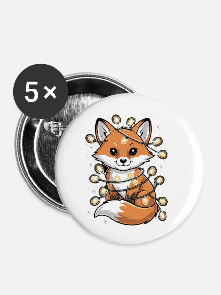Lichterfuchs im Winterzauber Fuchs - Buttons klein 25 mm (5er Pack) - Weiß
