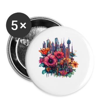 Blossom City Neon Magic - Buttons small 1''/25 mm (5-pack) - white - Front