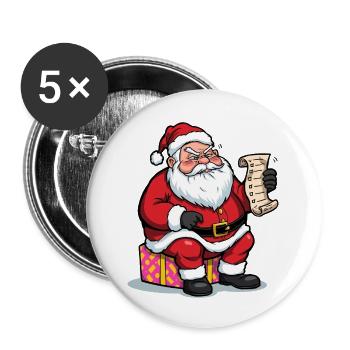 Weihnachtsmann-Humor-Checkliste - Buttons klein 25 mm (5er Pack) - Weiß - Vorne
