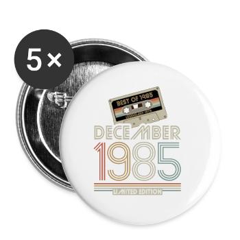 Limited Edition December 1985 Birthday Gift - Buttons small 1''/25 mm (5-pack) - white - Front