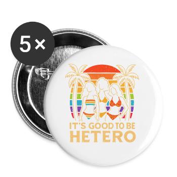 It's Good to Be Hetero Sunset Trio - Buttons klein 25 mm (5er Pack) - Weiß - Vorne