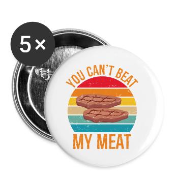 Rien ne vaut mon barbecue barbecue à la viande grillé - Lot de 5 petits badges (25 mm) - blanc - Devant