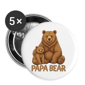 Papa Bear - Buttons small 1''/25 mm (5-pack) - white - Front