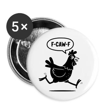 Poulet de course F-CAW-F – Poulet paniqué - Lot de 5 petits badges (25 mm) - blanc - Devant