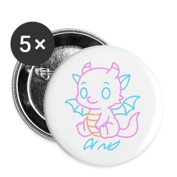Neon-Regenboot-Drache in Neon Lines - Buttons klein 25 mm (5er Pack) - Weiß - Vorne