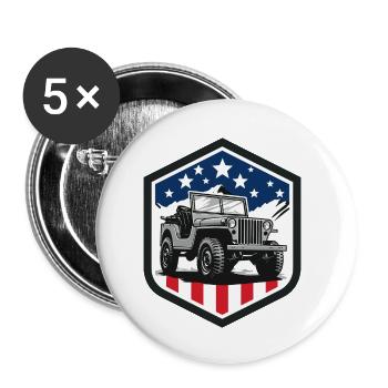 Willys-Overland-Jeep-USA - Buttons klein 25 mm (5er Pack) - Weiß - Vorne