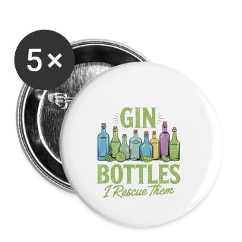Gin I Dont Collect Gin Bottles I Rescue Them - Buttons klein 25 mm (5er Pack) - Weiß - Vorne