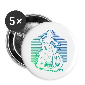 Characterful motocross design - Buttons small 1''/25 mm (5-pack) - white - Front
