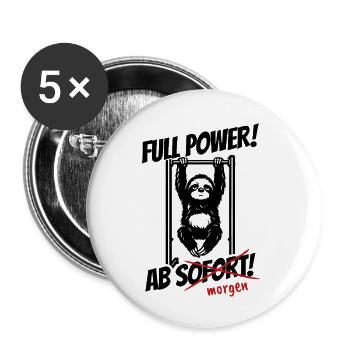 Sloth | Full power from tomorrow | Fitness Saying - Buttons small 1''/25 mm (5-pack) - white - Front