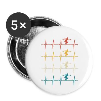 Pétanque heartbeats gift bowler - Buttons small 1''/25 mm (5-pack) - white - Front
