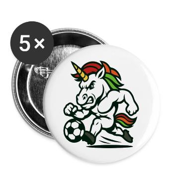 Unicorn Soccer Mascot Charging Forward - Buttons small 1''/25 mm (5-pack) - white - Front
