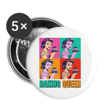 Baking Cake Baking Queen Baking Fairy Baker Pop Art - Buttons small 1''/25 mm (5-pack) - white - Front