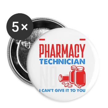 Pharmacien Technicien Pharmaceutique - Lot de 5 petits badges (25 mm) - blanc - Devant