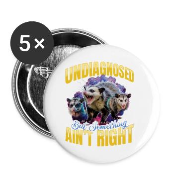 Funny Opossum - Buttons klein 25 mm (5er Pack) - Weiß - Vorne