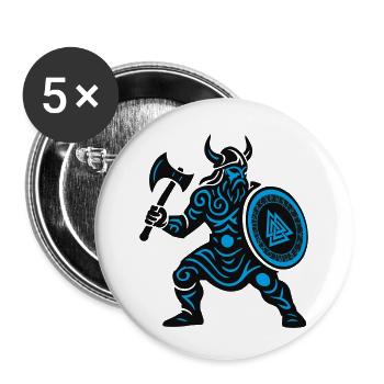 Guerrier Runique Viking à la hache - Lot de 5 petits badges (25 mm) - blanc - Devant