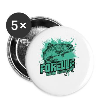 Truite – Une beauté à l'hameçon - Lot de 5 petits badges (25 mm) - blanc - Devant