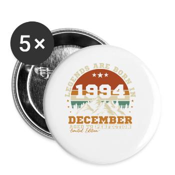 December 1994 Vintage Birthday Gift - Buttons small 1''/25 mm (5-pack) - white - Front