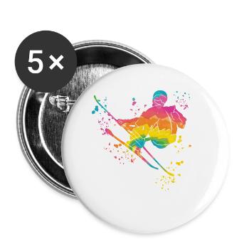 Ski alpin Sports d’hiver Ski nordique - Lot de 5 petits badges (25 mm) - blanc - Devant