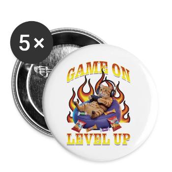 Chat gamer drôle - Lot de 5 petits badges (25 mm) - blanc - Devant