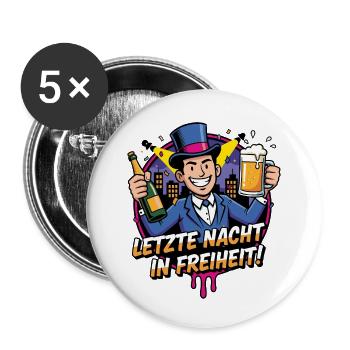 Letzte Nacht Freiheit Party - Buttons klein 25 mm (5er Pack) - Weiß - Vorne