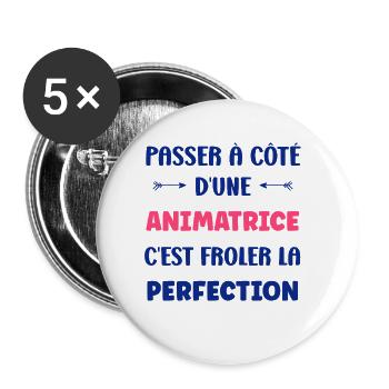 animatrice - Lot de 5 petits badges (25 mm) - blanc - Devant