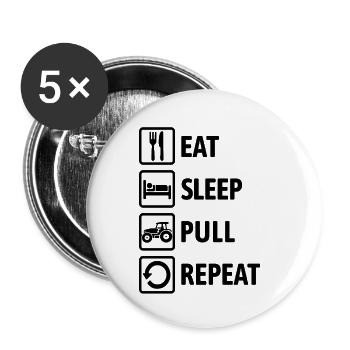 Eat Sleep Pull Repeat - Tractor Driving - Farmer - Buttons small 1''/25 mm (5-pack) - white - Front