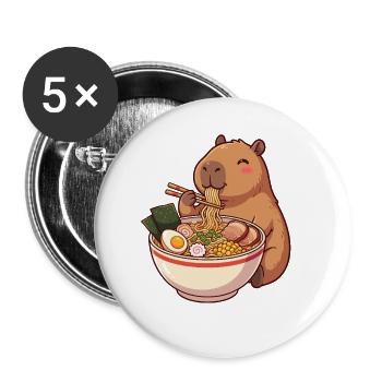 Kawaii Capybara Ramen - Buttons small 1''/25 mm (5-pack) - white - Front