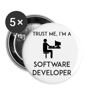 Vertrau mir, ich bin Softwareentwickler - Buttons klein 25 mm (5er Pack) - Weiß - Vorne