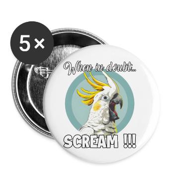 Creative gift for cockatoo and bird lovers - Buttons small 1''/25 mm (5-pack) - white - Front