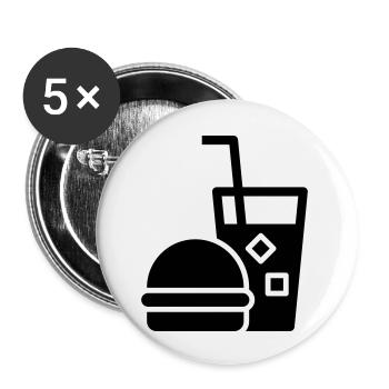 Restauration rapide, burgers, food trucks - Lot de 5 petits badges (25 mm) - blanc - Devant