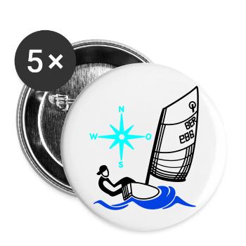 Optimist Opti Segelboot Segeln Kinder Regatta - Buttons klein 25 mm (5er Pack) - Weiß - Vorne