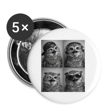 Eule - Buttons klein 25 mm (5er Pack) - Weiß - Vorne
